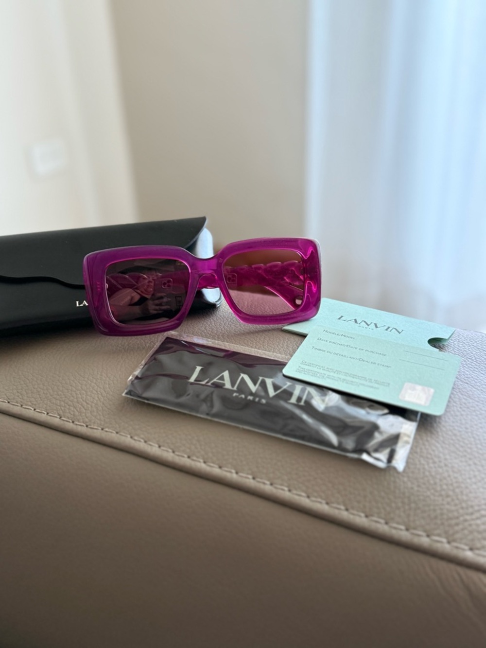 Lanvin LNV642S 654 Women's Square Sunglasses in Fuchsia (transparent pink)
